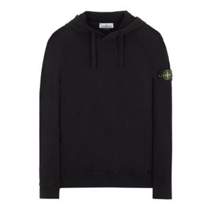 💯% AUTHENTIC STONE ISLAND BLACK COTTON HOODIE - SIZE LARGE